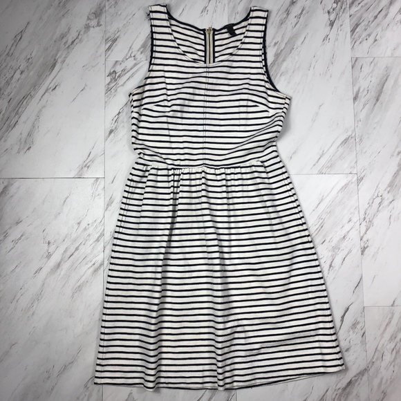 j crew navy and white striped dress